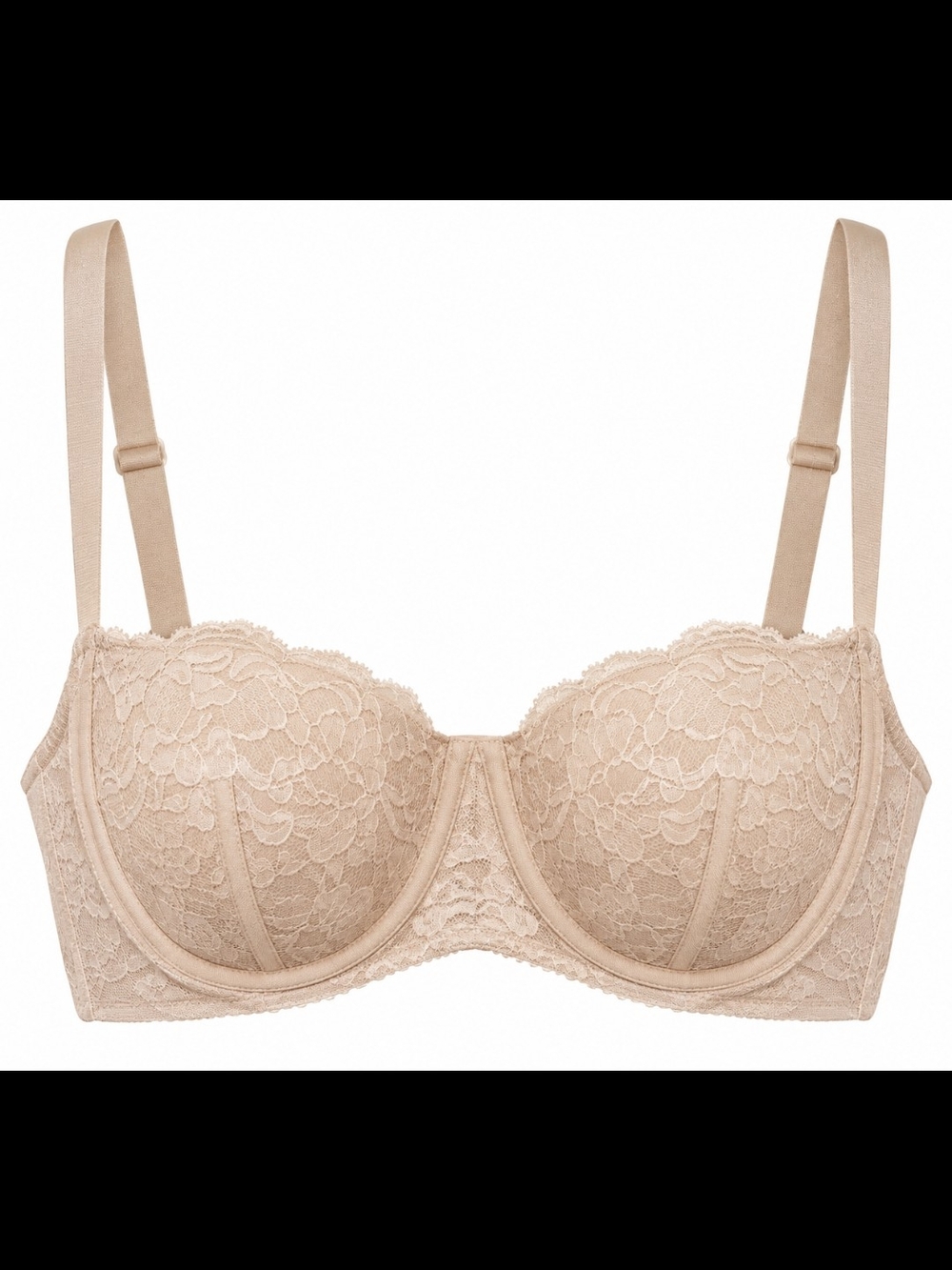 DKNY Lace Balconette Bra in Beige